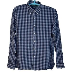 Ralph Lauren Custom Fit Blue‎ Plaid Long Sleeve Button Down Shirt Blue Casual XL